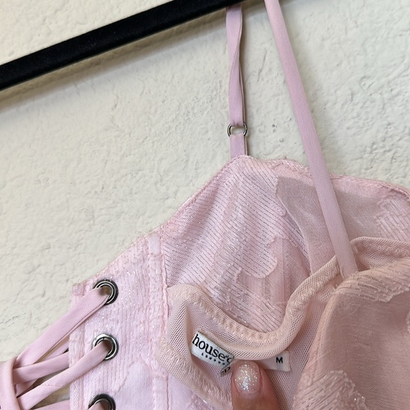 House of Cb 'Seren' Soft Pink Floral Lace Back‎ Maxi Dress NWOT size M - Picture 15 of 15